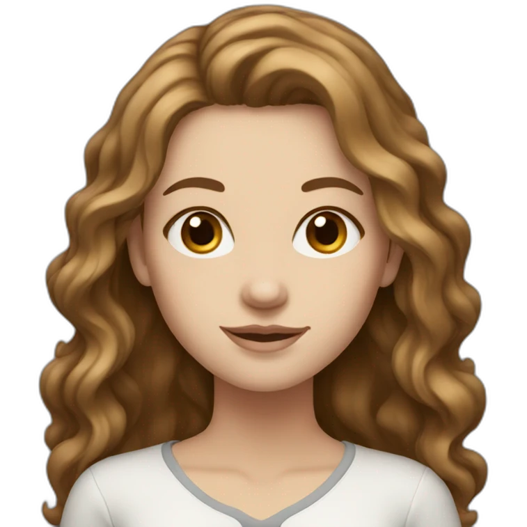white girl with long wavy brown hair emoji