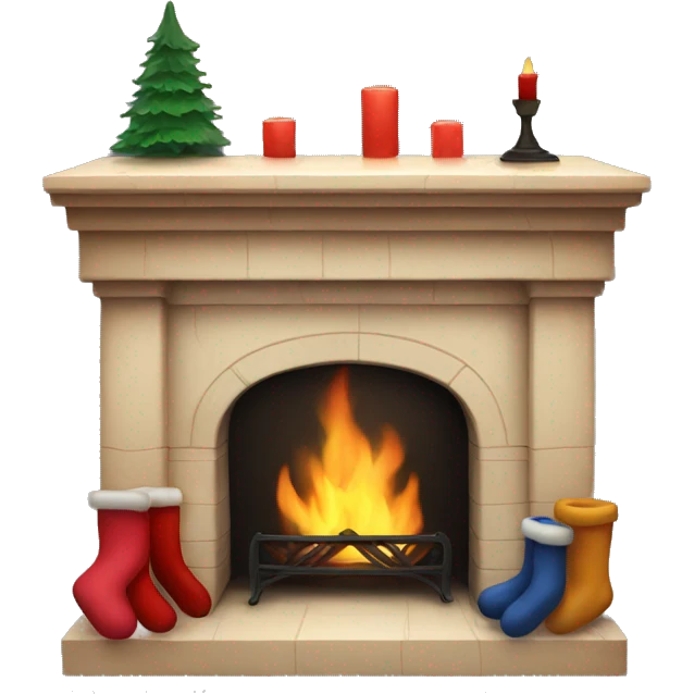 Mini fireplace with stockings emoji