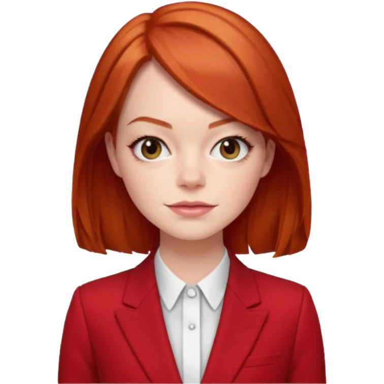 red haired emma stone in red suits emoji