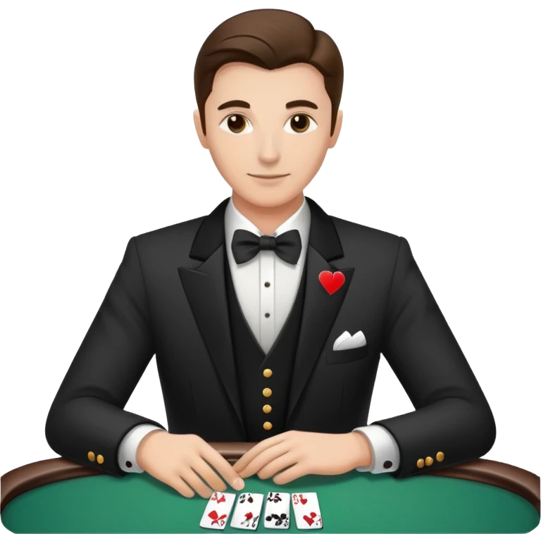 Casino croupier in formal uniform dealing cards at a poker table emoji