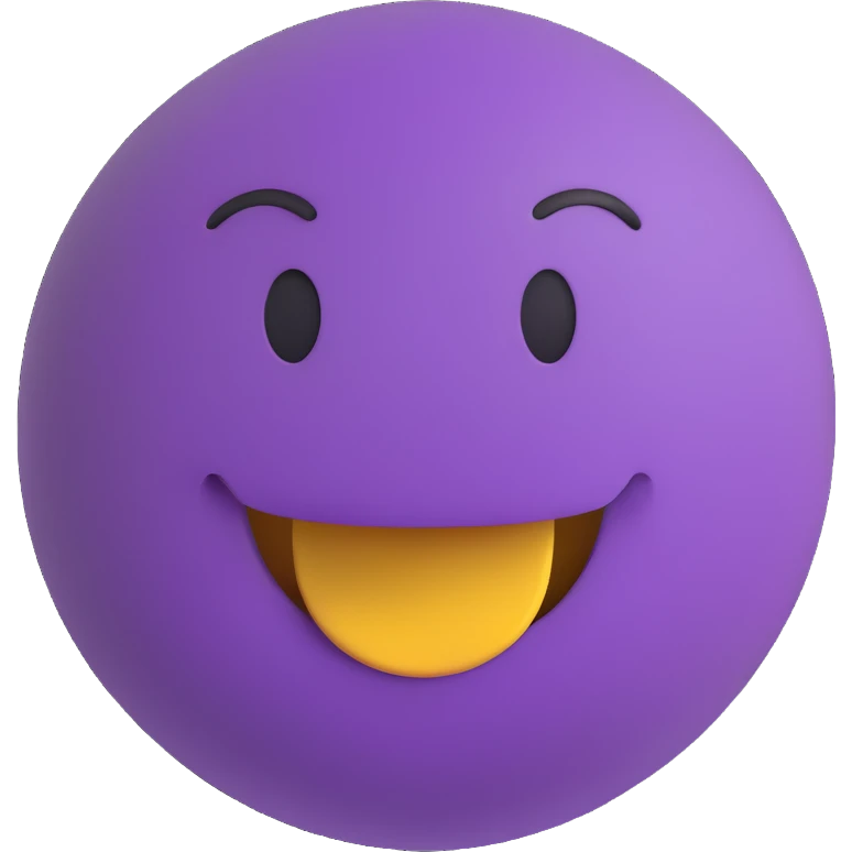 3D smiley emoji, round shape, student preparing for exam, nervous face, purple color emoji