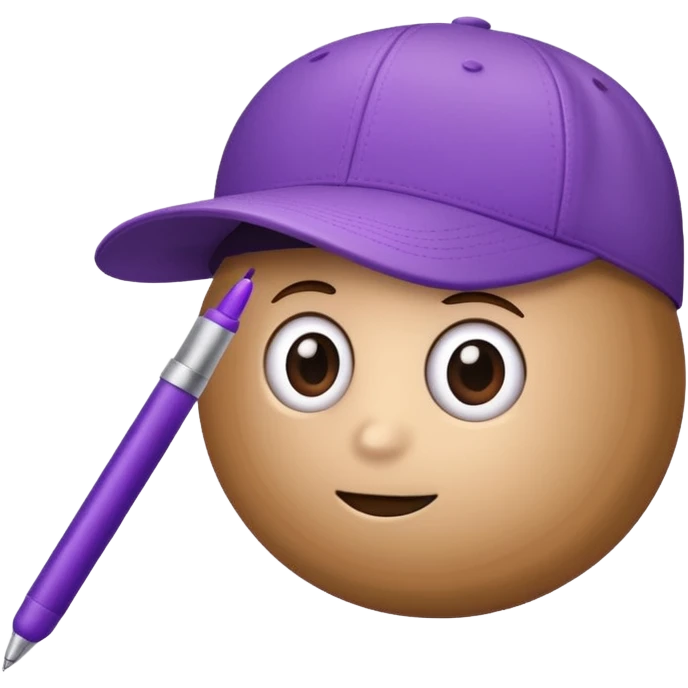 A plastic brown ball cap and the long rectangle purple. (With a pen) And looks like a BFDI style emoji