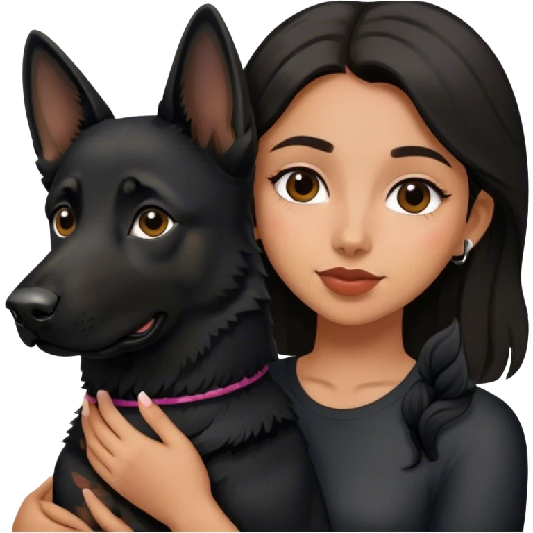 latina girl holding a black german shepherd emoji