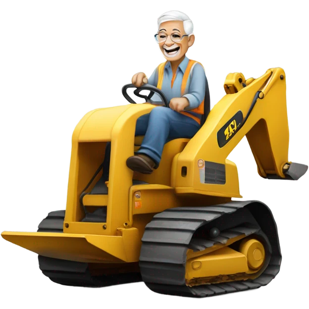 Retired on back hoe emoji