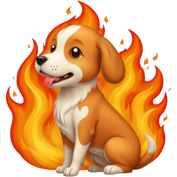 Dog that ate a fire-hot wing breathing fire emoji
