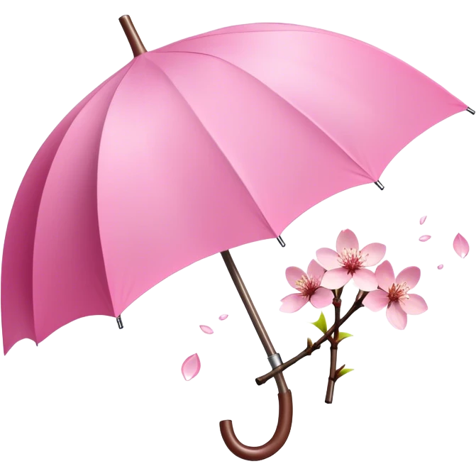☂️🌸Two cherry blossoms dropped from a pink umbrella emoji