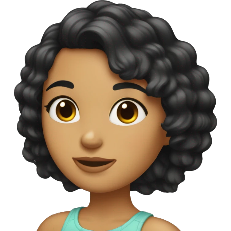 Chica morena con pelo negro ondulado emoji
