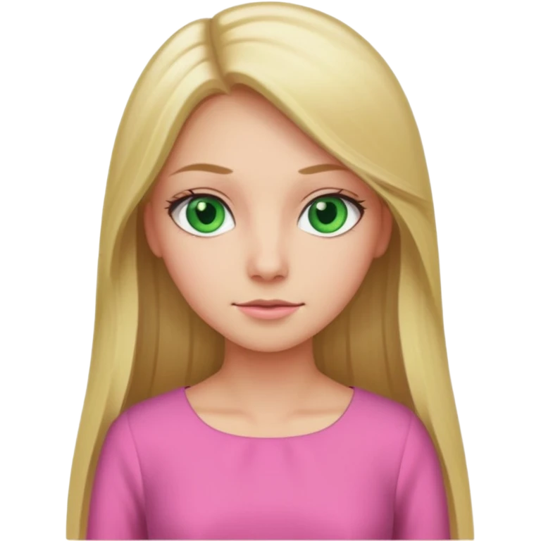 Green eyes office girl with straight long blonde hair with pink dress emoji