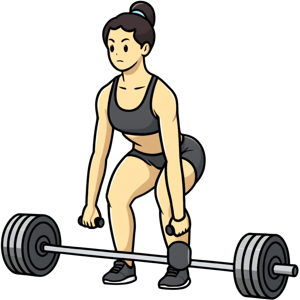Fitness trainer showing correct posture for deadlift exercise emoji