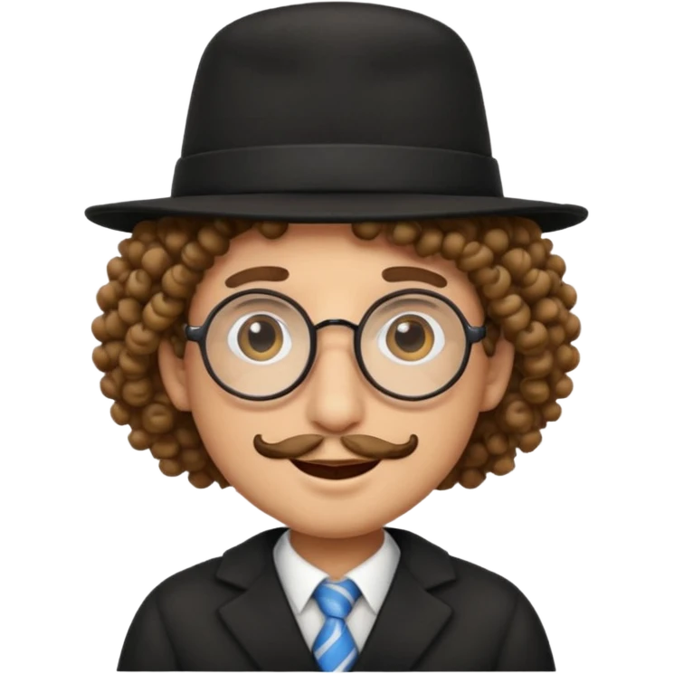 Creami un emoji stile whatsapp dello stereotipo dell ebreo con il nasone e i capelli da ebreo gli occhiali rotondi e il cappello da ebreo  emoji