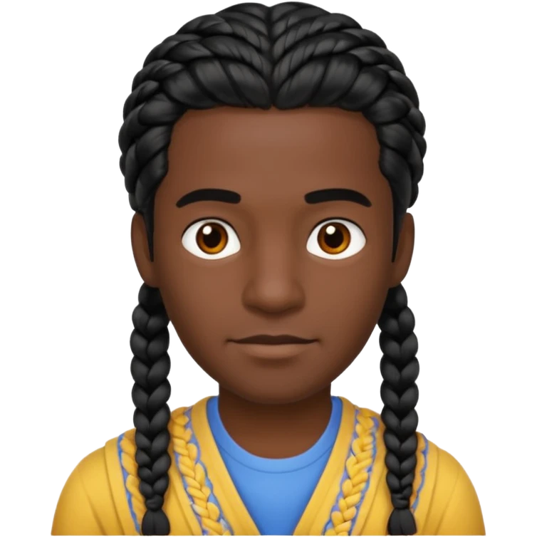 men and, haired, braided, black hair emoji