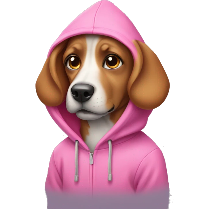 Dog wearing a pink hoodie  emoji