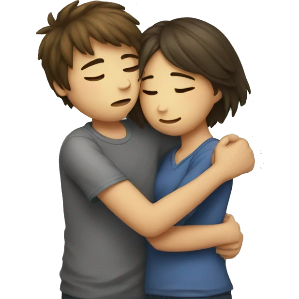 sad hug girl and boy emoji