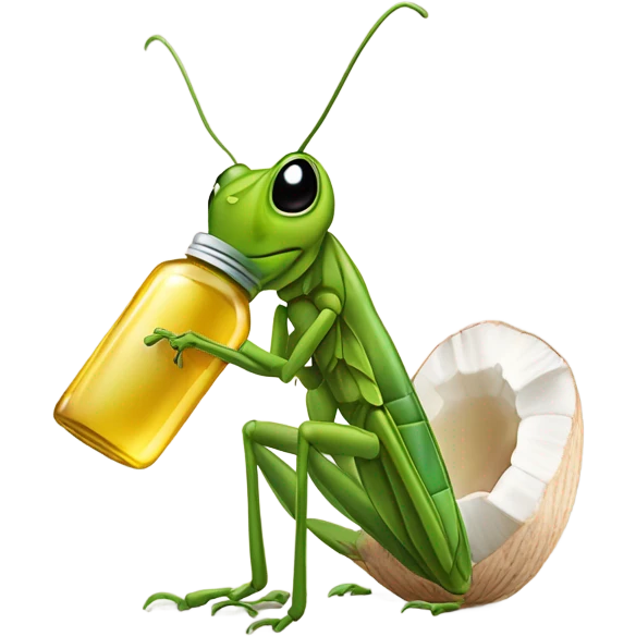 Grasshopper putting coconut oil in its hair emoji