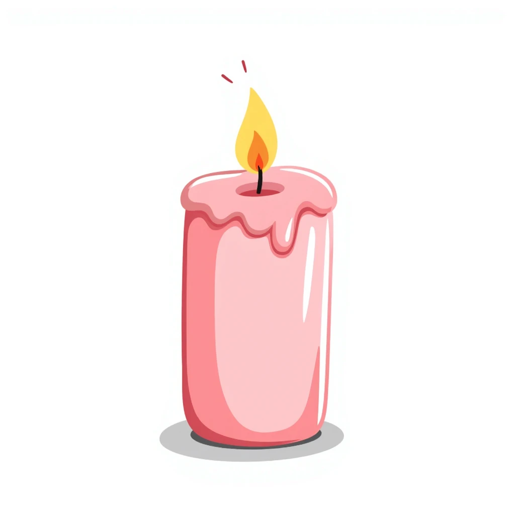 pink pastel candle with hand-drawn look emoji