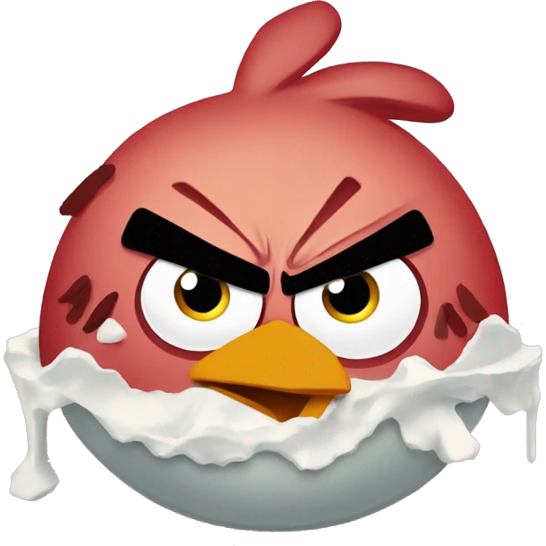 Angry Birds in the winter eating Bacon emoji