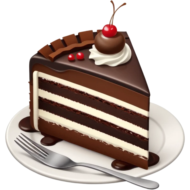 black forest gateau slice with fork and plate emoji