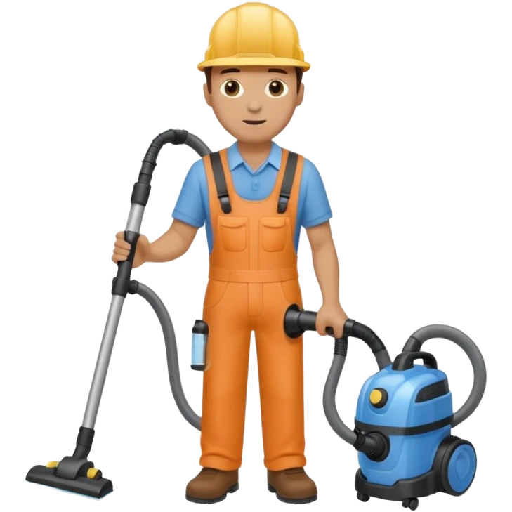 técnico de limpieza hombre sujetando la boquilla de una aspiradora de agua emoji