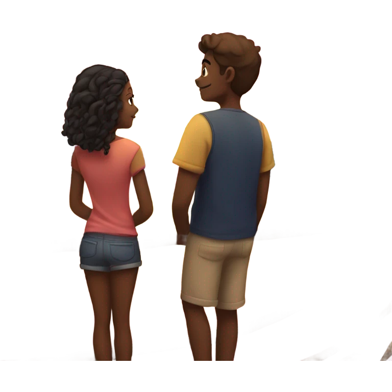 A girl and a guy watching the sunset emoji