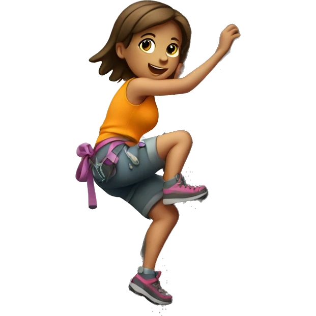 girl climbing rock emoji