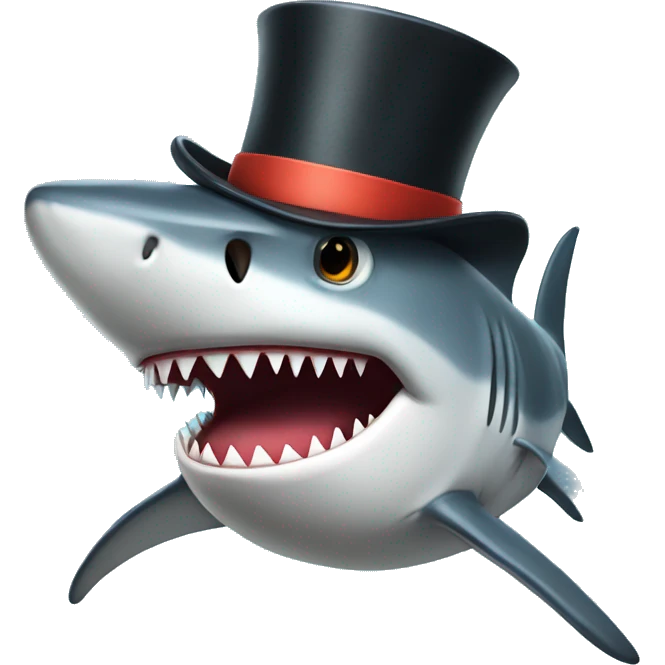 Shark with a tophat emoji