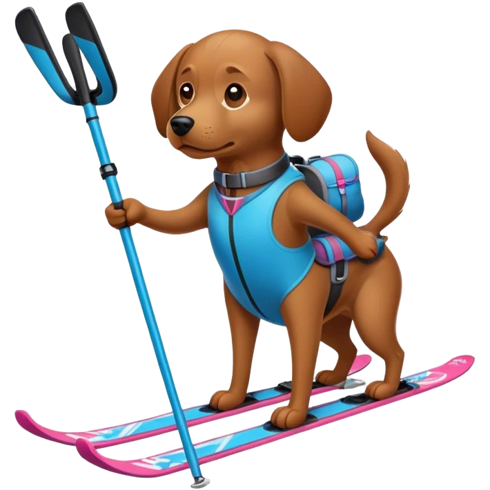 Brown dog on skis emoji