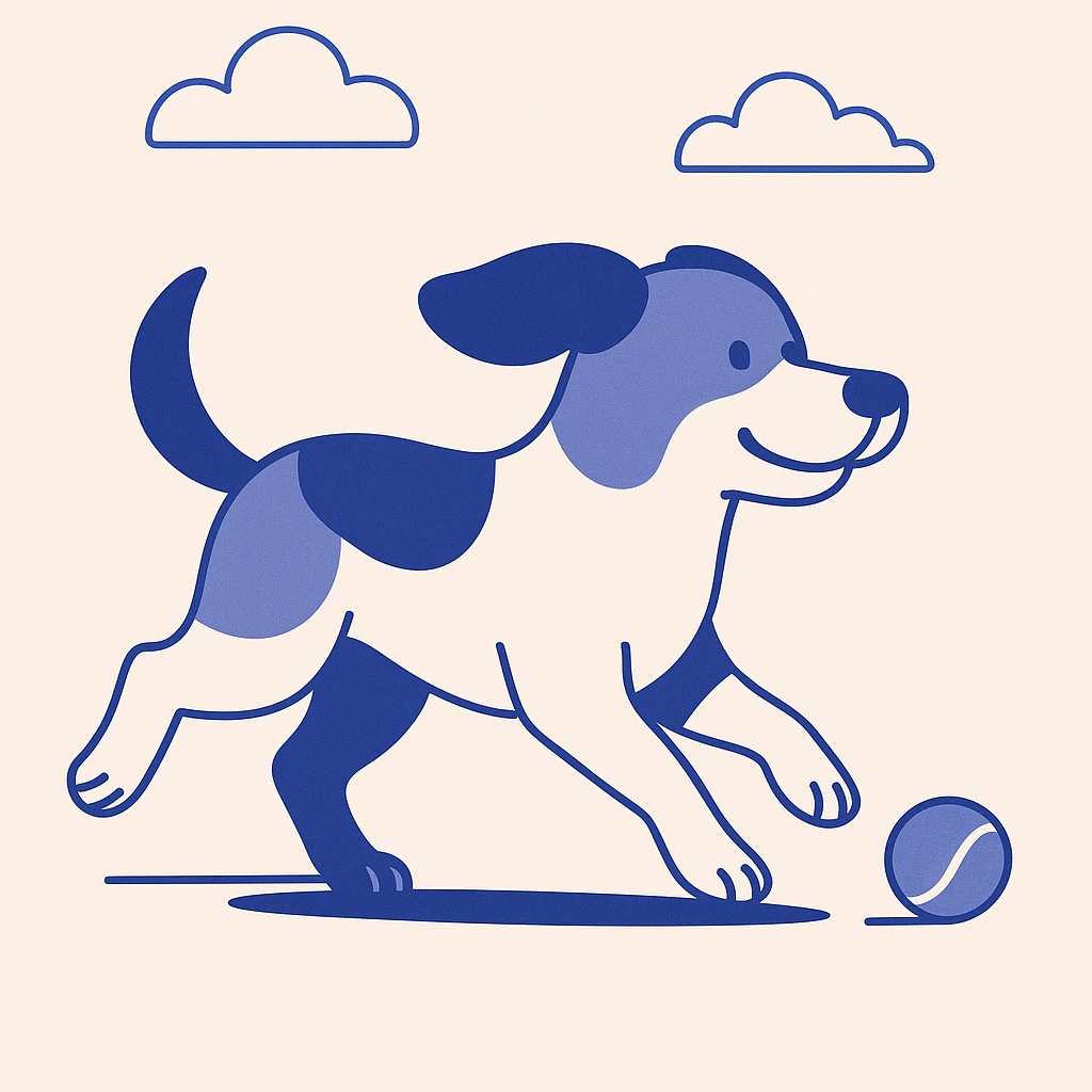 happy dog running after ball emoji