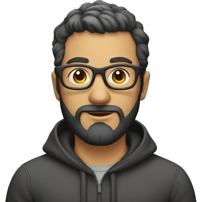 developer with no hairs and a full beard wearing glasses emoji