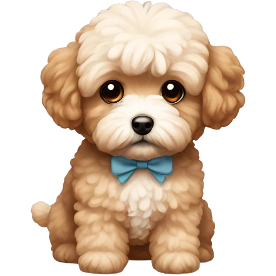 Maltipoo with brown bow emoji