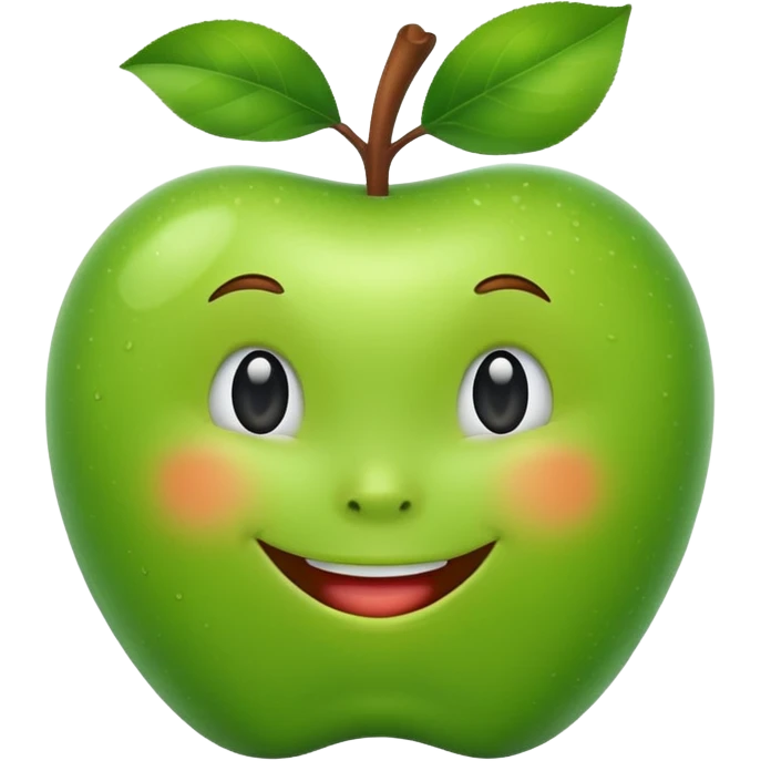 cute green apple smilling emoji