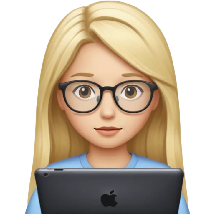je voudrai un emoji d'une fille aux cheveux longs et blonds avec des lunettes entrain de faire de l'écran emoji