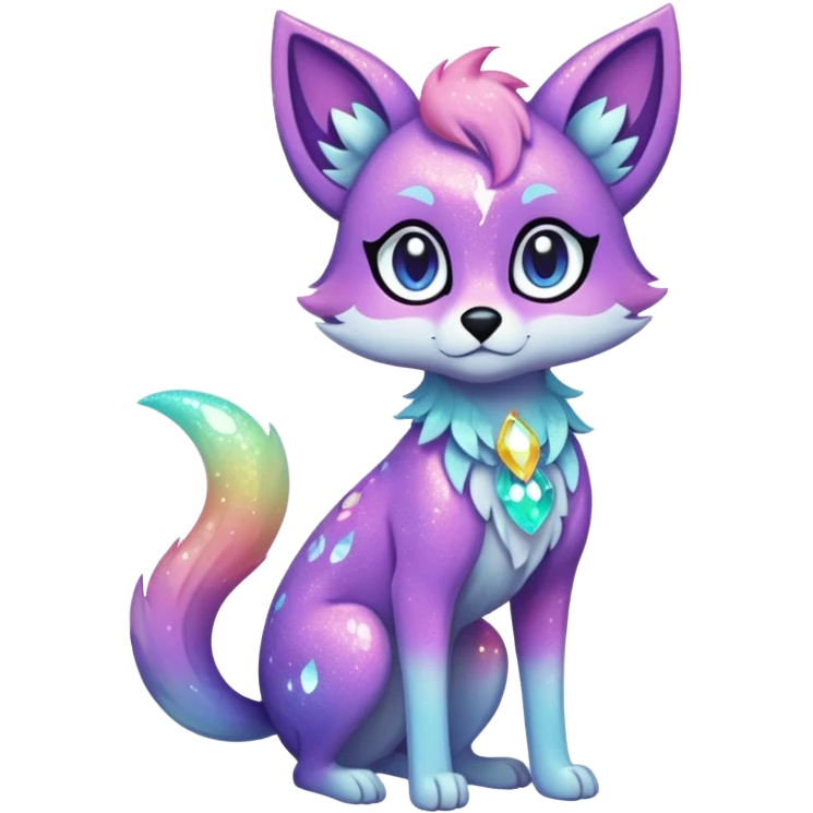 Multicolored sparkly pastel dark iridescent light pale gloomy spooky cute adorable pretty cool elegant realistic floral exotic Falvie-Fionbri-fursona, full body emoji