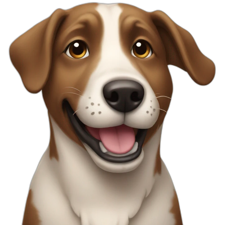 a dog singing happy emoji