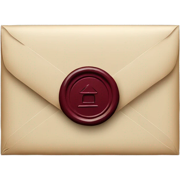 black envelope with burgundy wax seal emoji