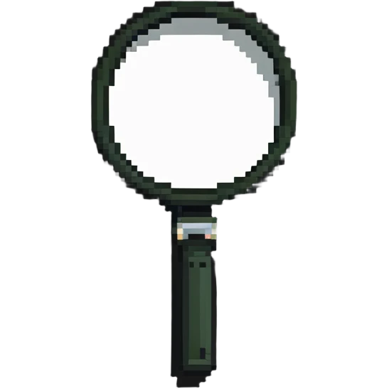 A detailed magnifying glass showing pixel details emoji