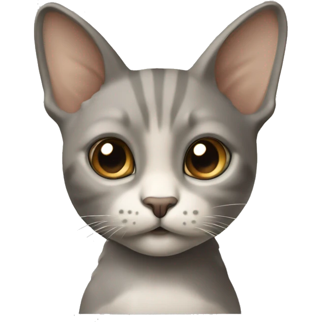 Petit chat, gris et beige avec du beige entre le cou et les pattes, des traits gris et beige sur le front  emoji