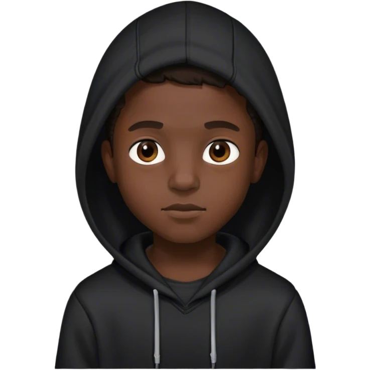 black boy in black hoodie portrait emoji