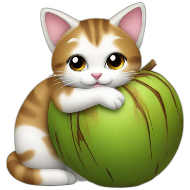cat hugging coconut emoji