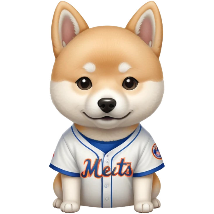 All white Shiba Inu dog wearing a NY Mets shirt  emoji