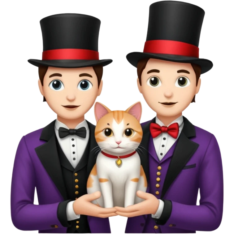 magician couple and their pet cat emoji