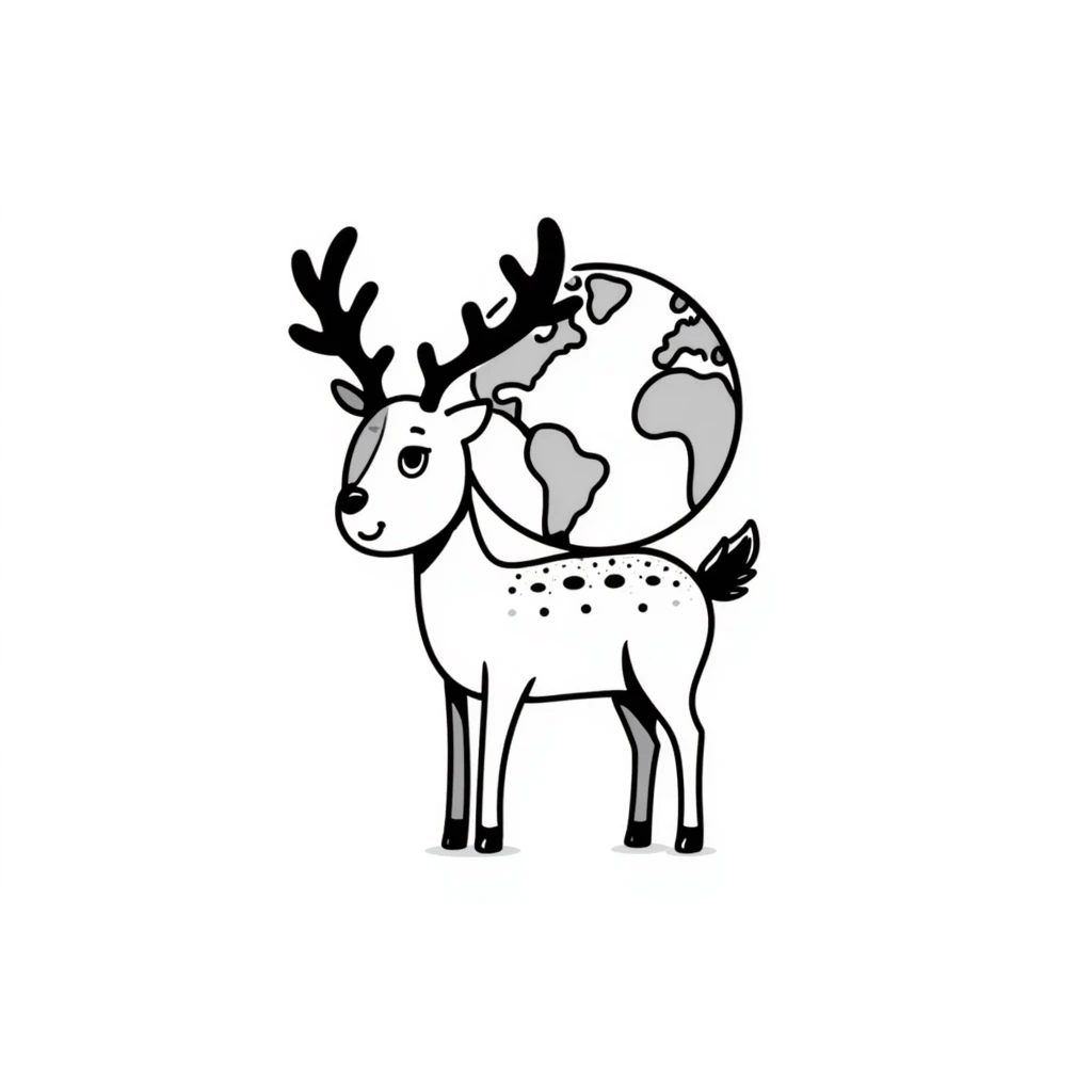 A deer holding the Earth on its antlers emoji