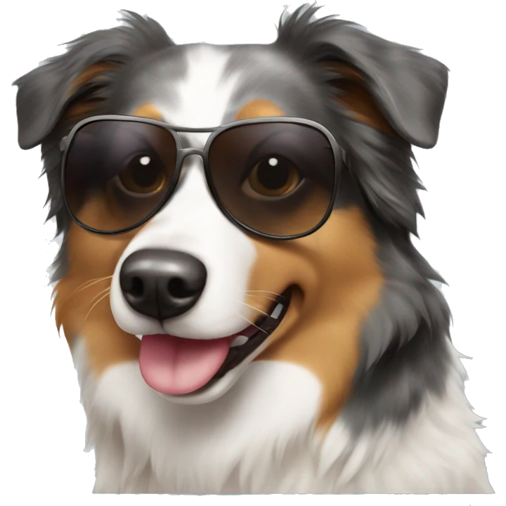 Australian shepherd with sunglasses emoji