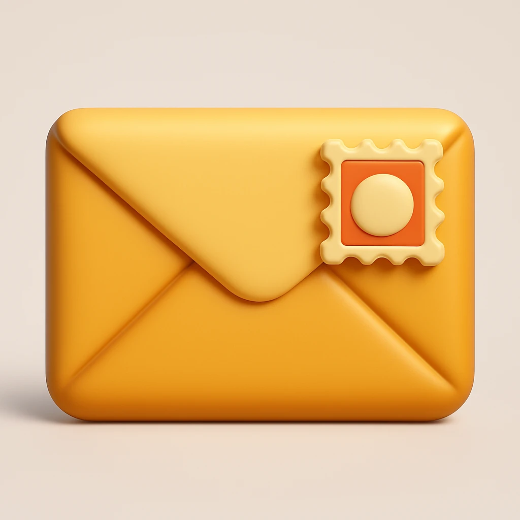 Convert this classic mail letter icon to a 3D style, keep the classic look, in a microsoft style 3d fluent emoji look. emoji