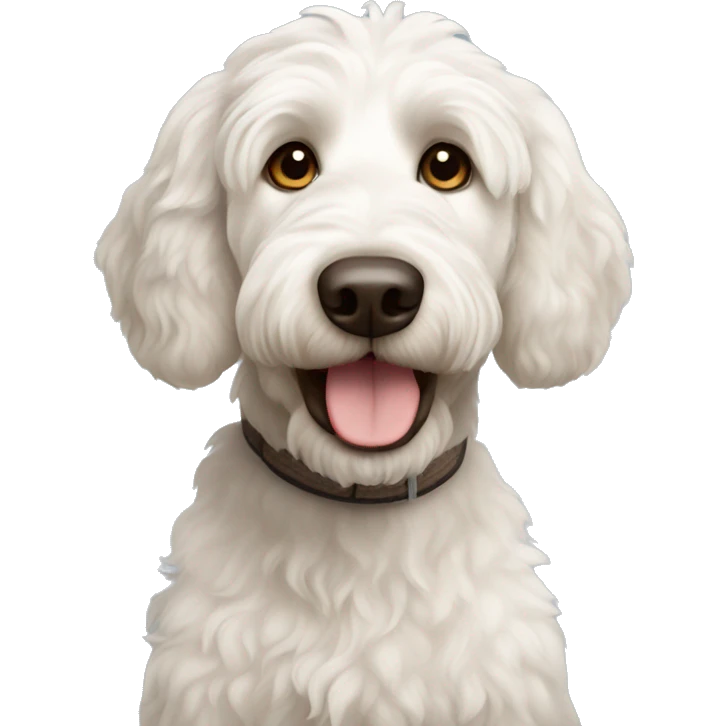 Labradoodle White dog with dark brown ears  emoji