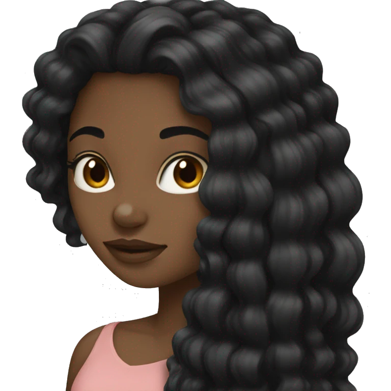 Black girl long black hair emoji