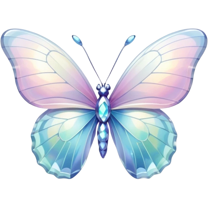 Pastel white iridescent glass crystal butterfly emoji