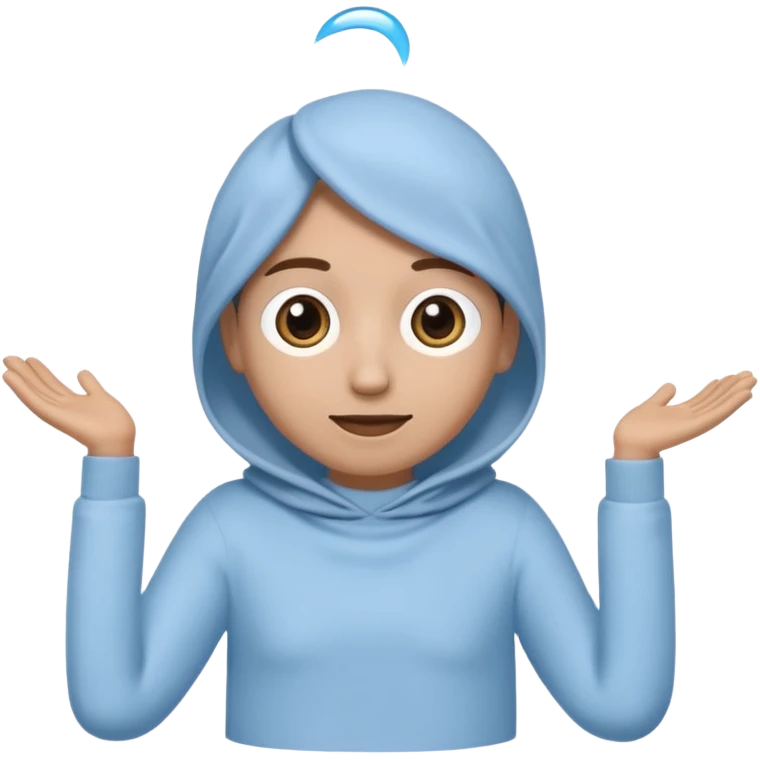 No head..it has 1 eye....stands upright ...wears clothing. is light grey and light blue..looks happy and cuddly... doesnt have a full head.... there is a appendage coming out of top of body with a single large eye emoji