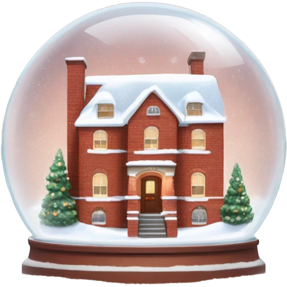 Red brick house in snow globe emoji