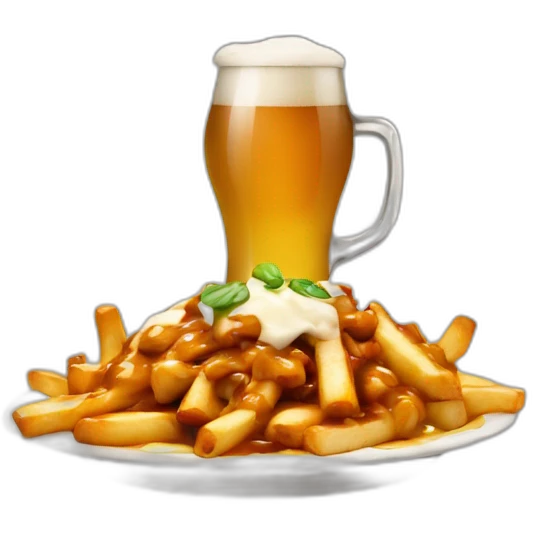 Poutine with a beer  emoji