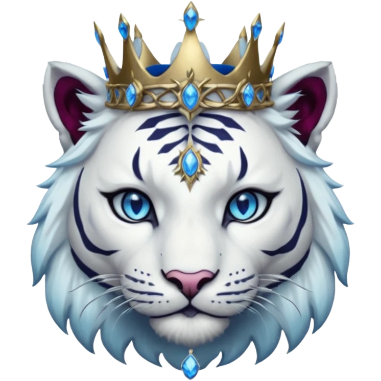 ESO Female white/black tiger khajiit leader of the umbral rose, glowing blue eyes, glowing blue 'third eye' gem, something symbolizing leadership ruling  emoji